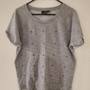 Anna Silver Grey Button Stud Top